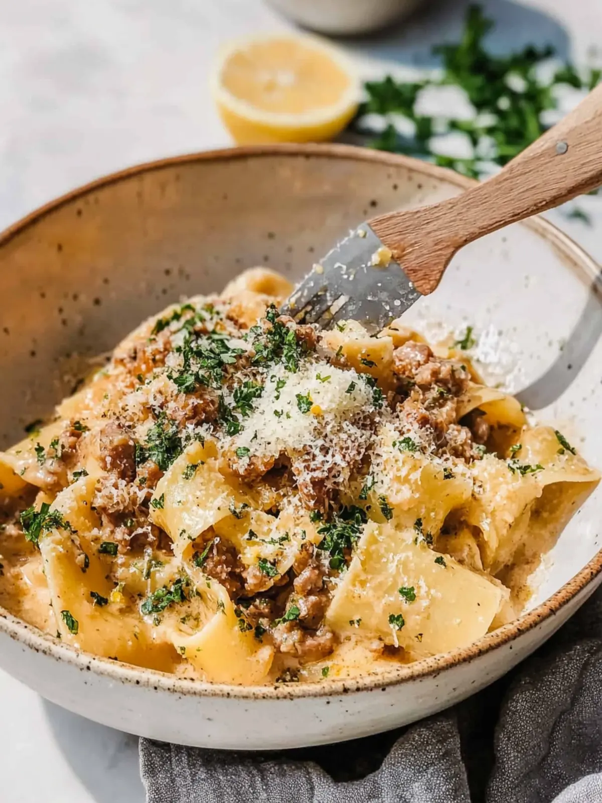 Saucy Sausage and Lemon Pasta