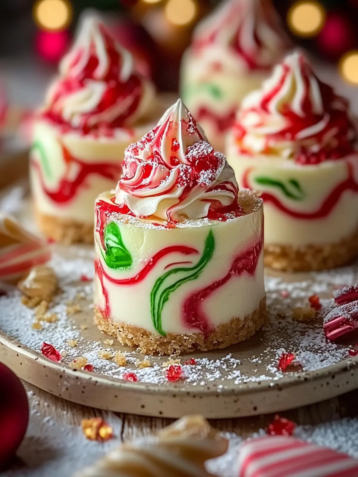 No-Bake Christmas Mini Cheesecakes