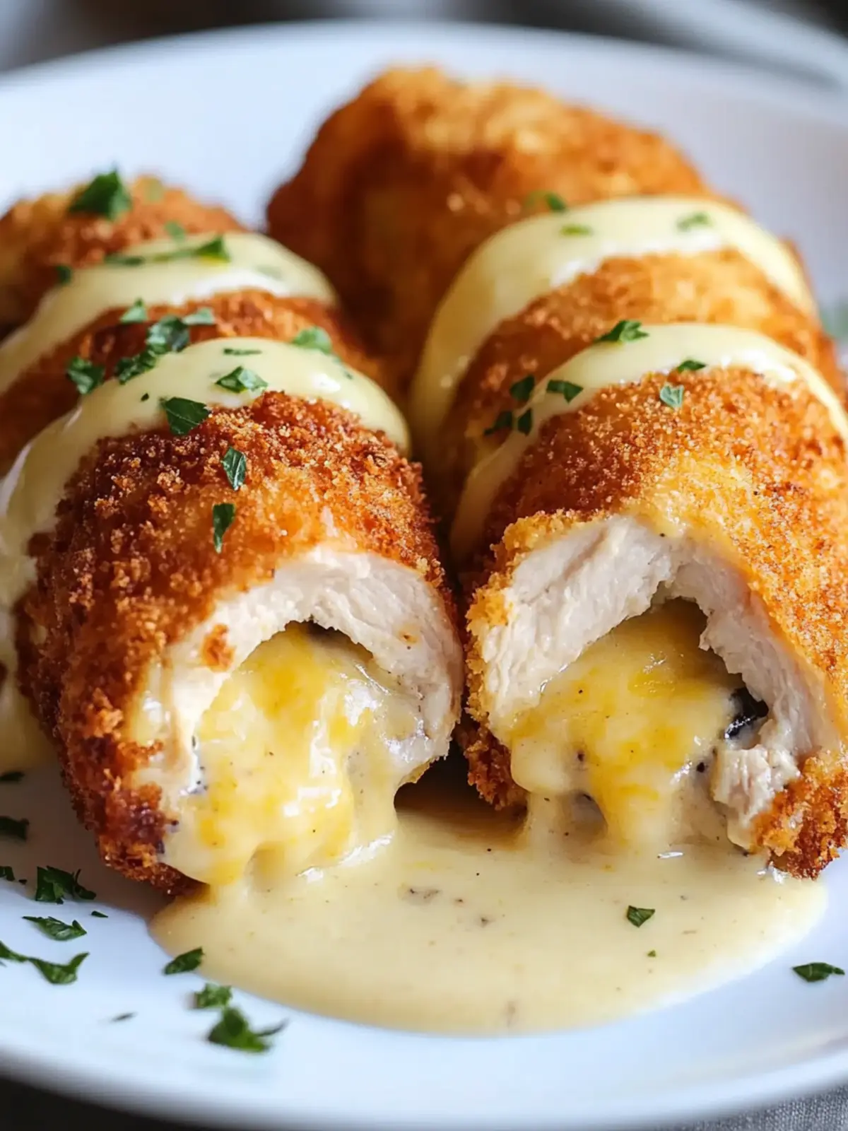 Chicken Cordon Bleu with Swiss Cheese Sauce