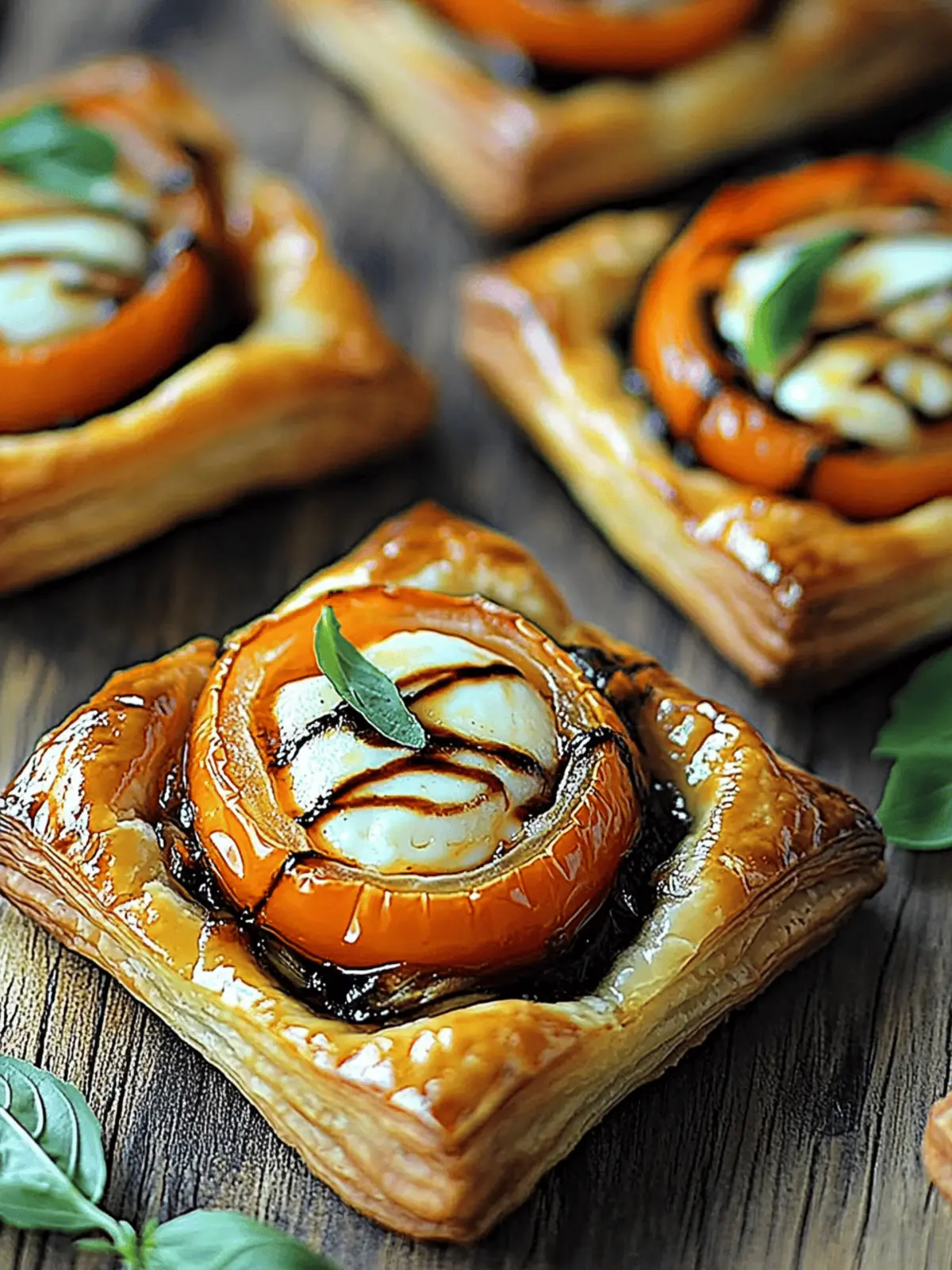 Tomato Mozzarella Puff Pastry Tarts