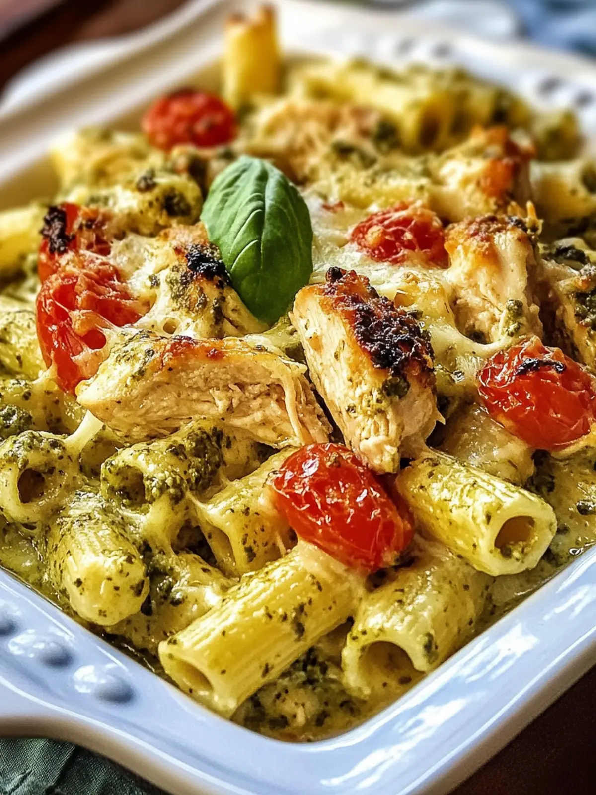 Creamy Pesto Chicken Pasta Bake
