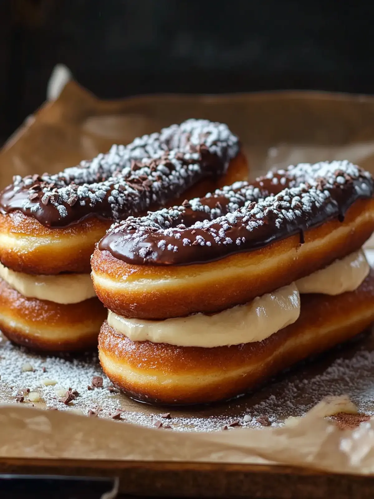 Long Donuts with Chocolate Cream