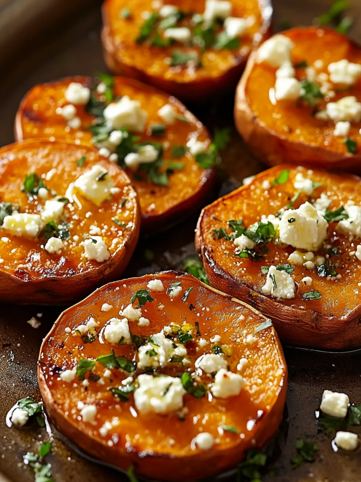 Roasted Sweet Potato Rounds with Honey & Feta