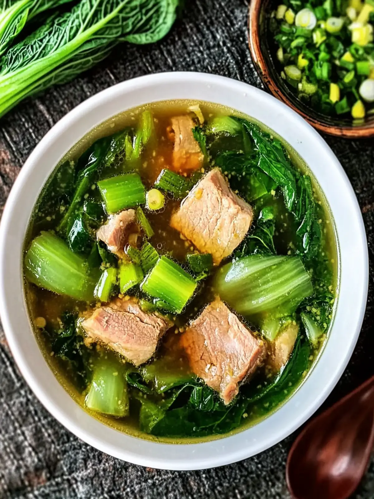 Bok choy soup with pork