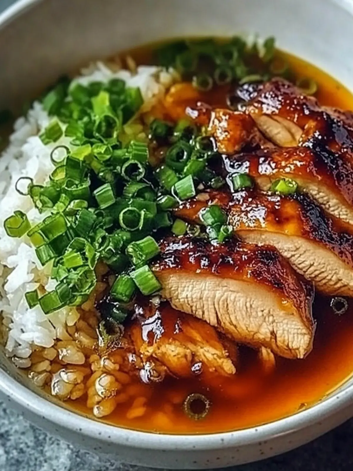 Caramelized Soy Chicken in Garlic Ginger Broth with Rice
