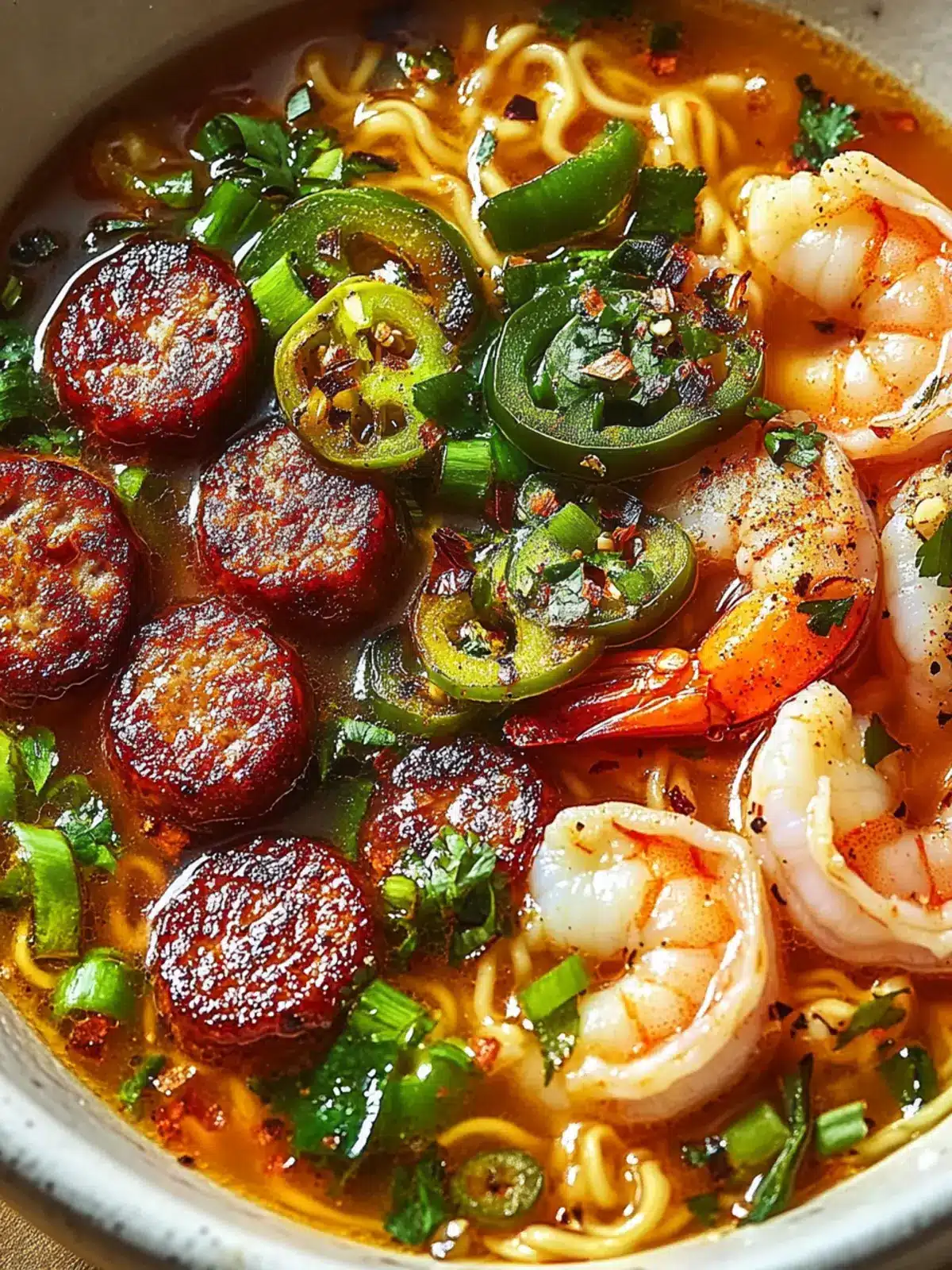 Spicy Jalape o Cheddar Sausage & Shrimp Ramen Bliss 3 Spicy Jalape o Cheddar Sausage & Shrimp Ramen