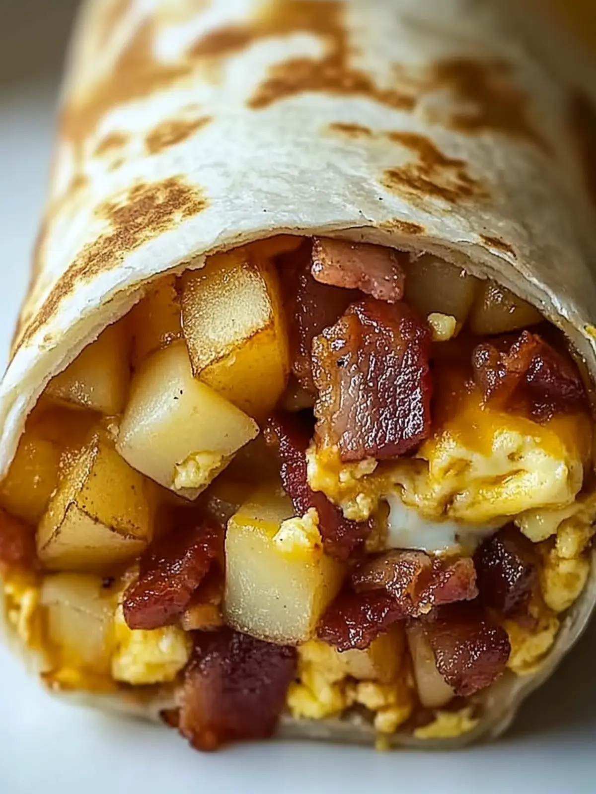 Crispy Bacon Egg and Cheese Burrito with Potatoes