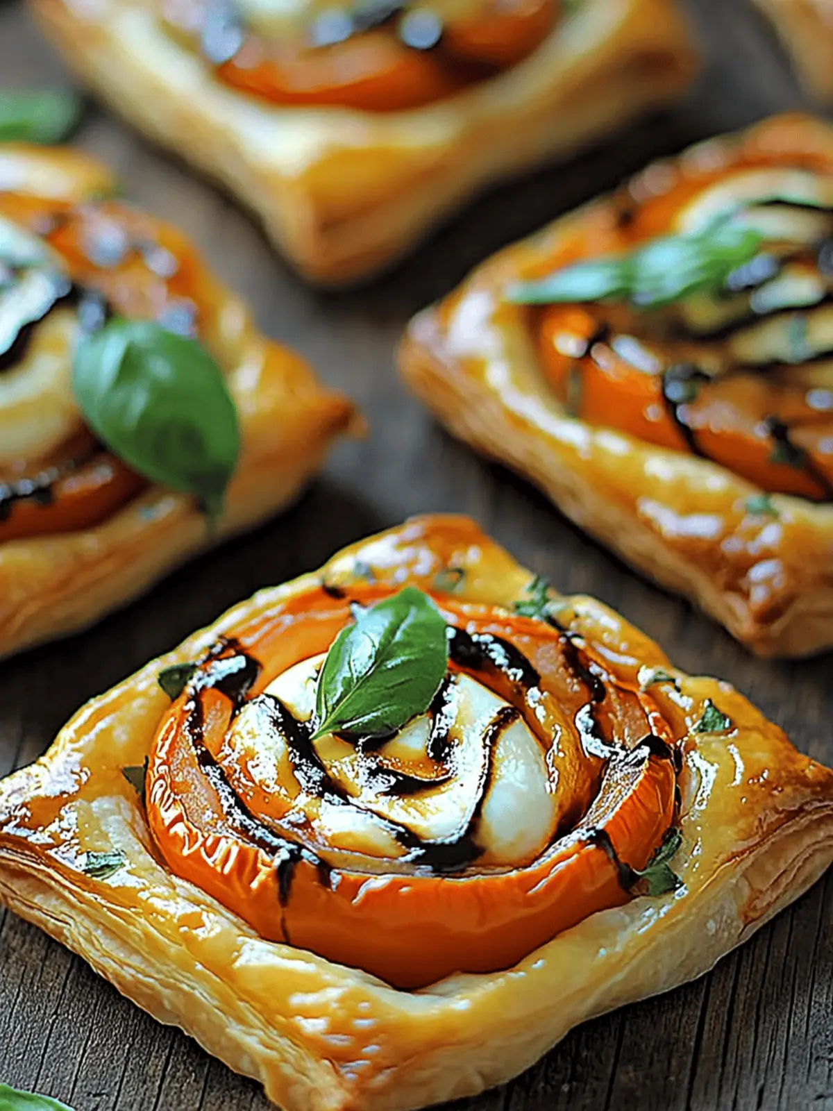 Tomato Mozzarella Puff Pastry Tarts