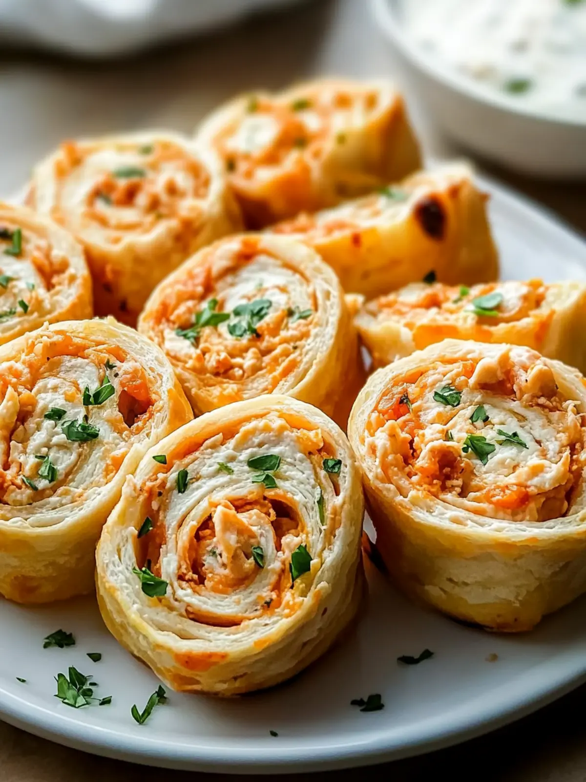 Buffalo Chicken Ranch Pinwheels