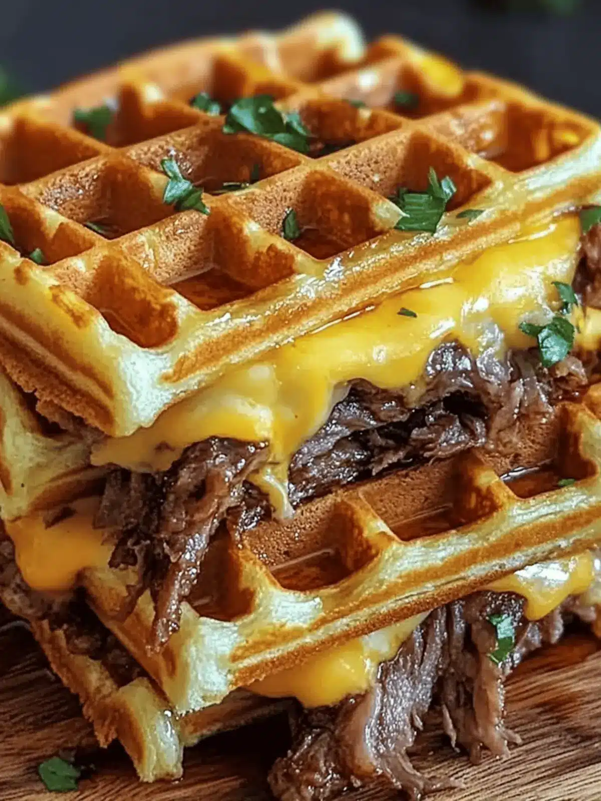 Bourbon-Maple Brisket Grilled Cheese Wafflewich