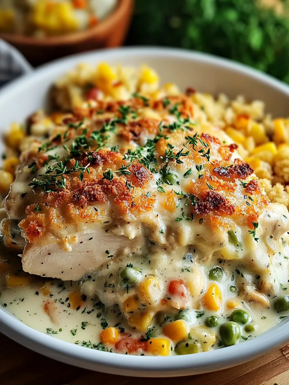 Baked Chicken Casserole with Creamy Herb Sauce