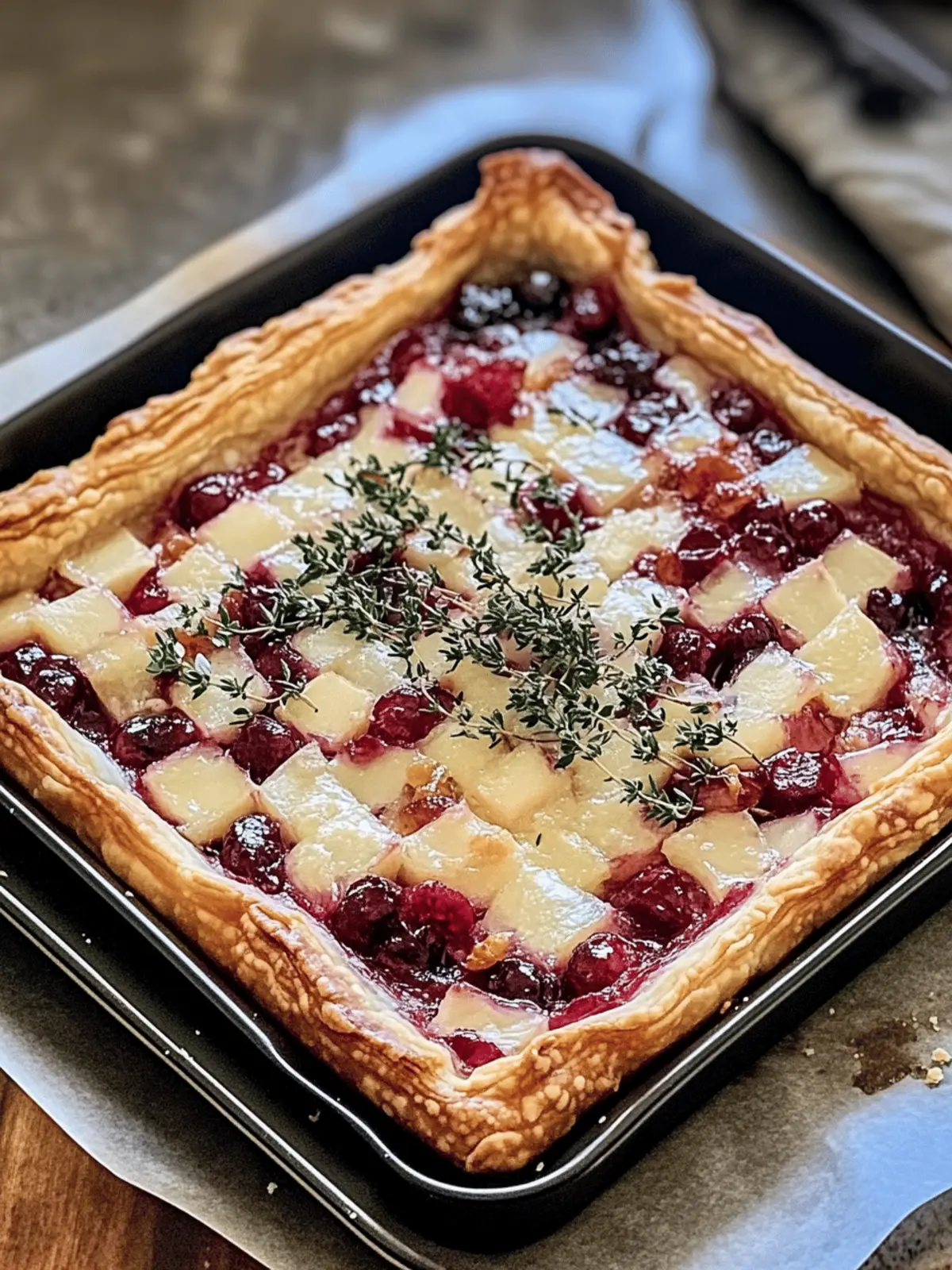 Cranberry Brie Tart with Pancetta & Thyme