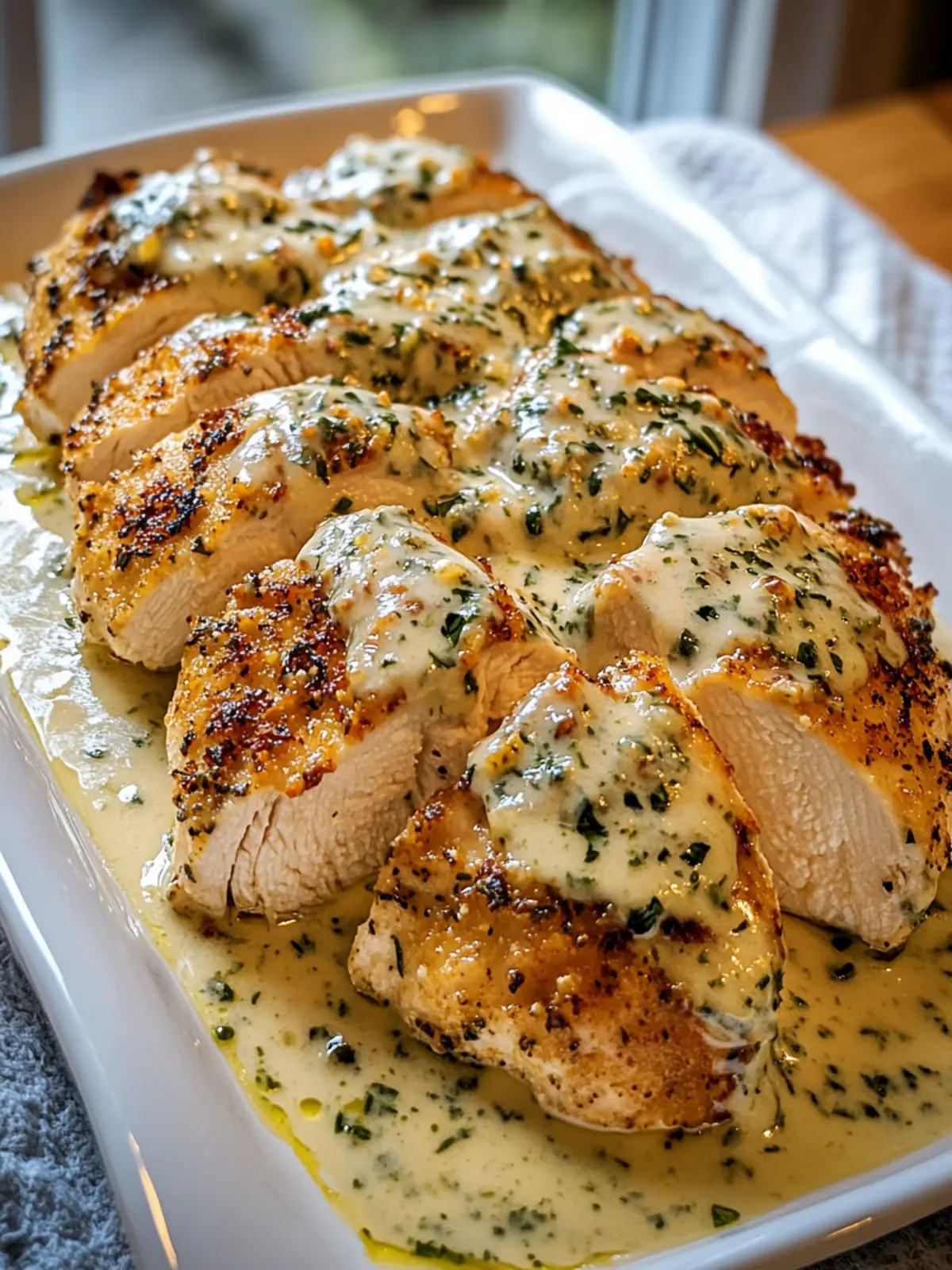 Baked Caesar Chicken with Creamy Parmesan Sauce
