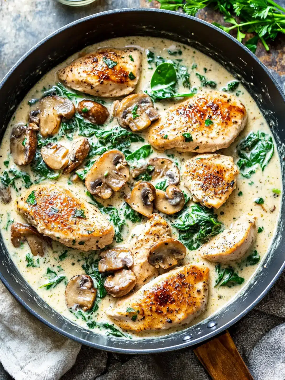 Creamy Spinach Mushroom Chicken