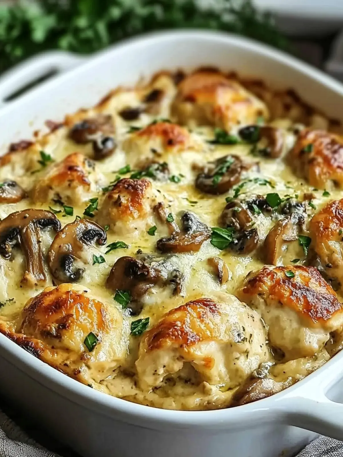 Keto Garlic Mushroom Chicken Casserole