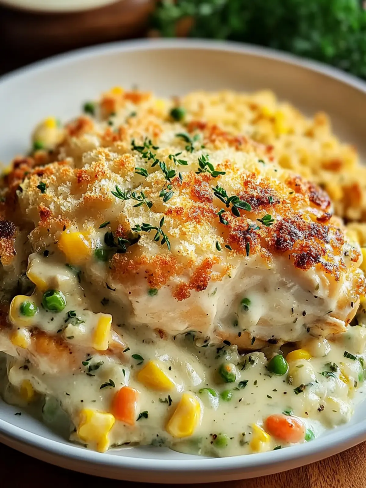 Baked Chicken Casserole with Creamy Herb Sauce