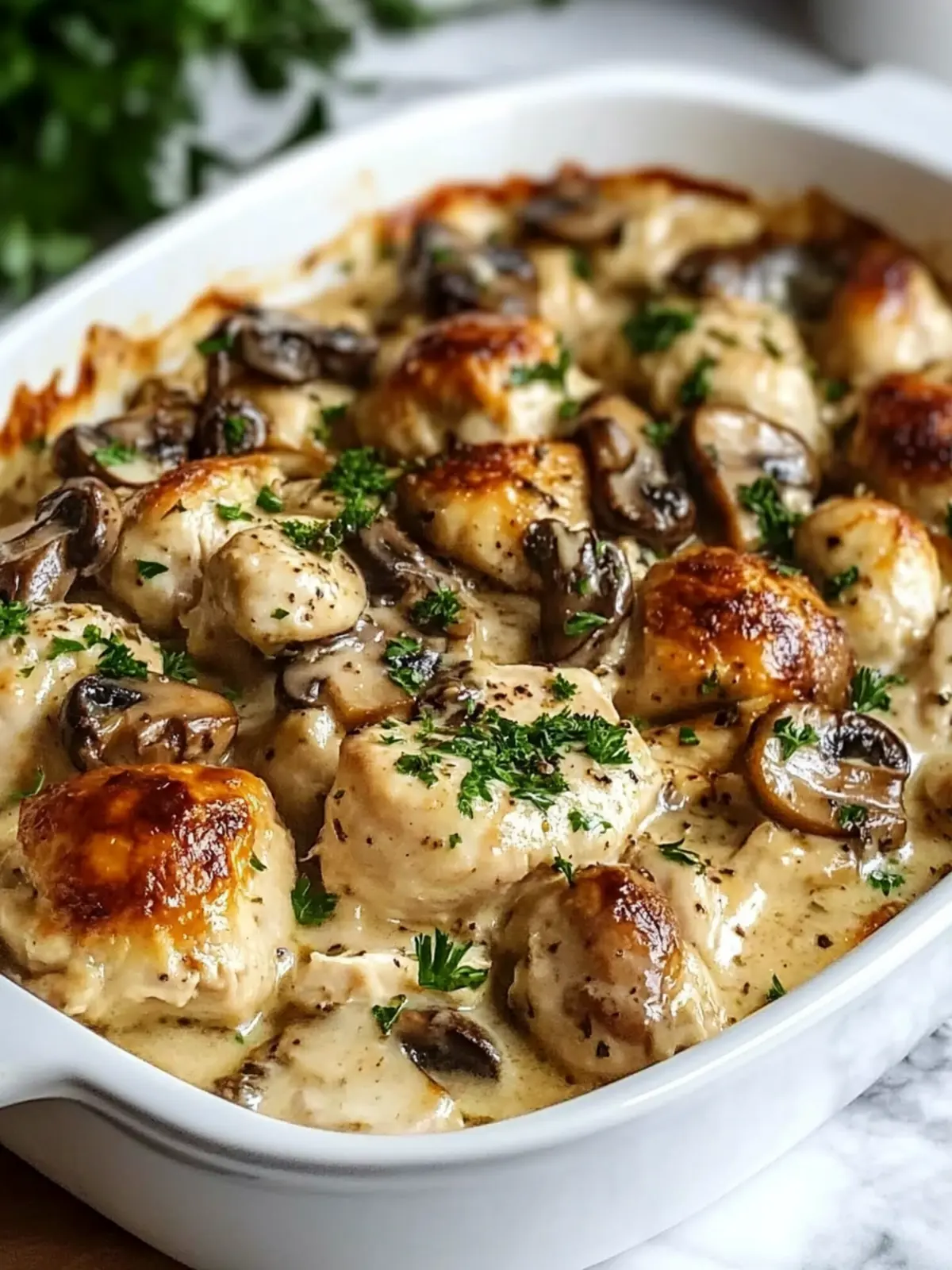 Keto Garlic Mushroom Chicken Casserole