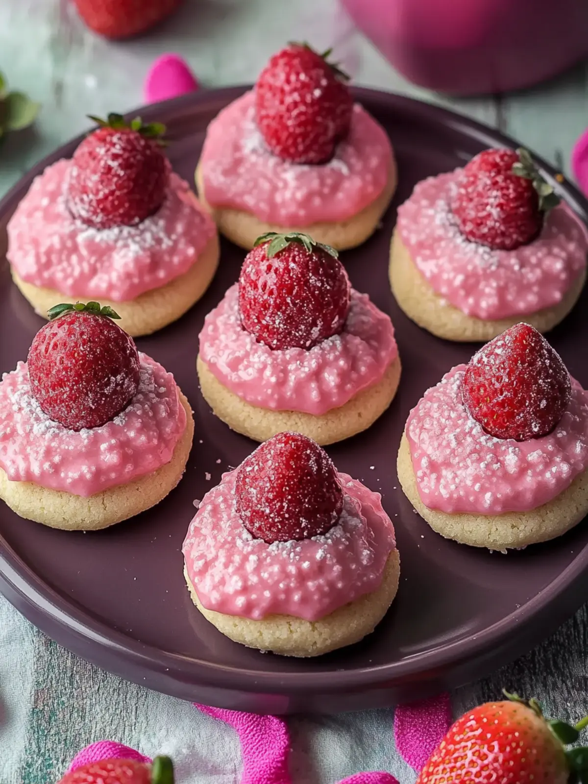 Easy Strawberry Kiss Cookies
