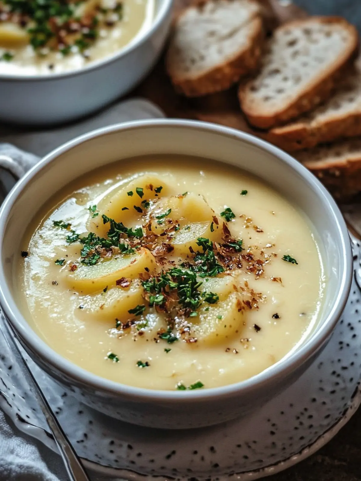 Creamy Cheddar Garlic Potato Soup
