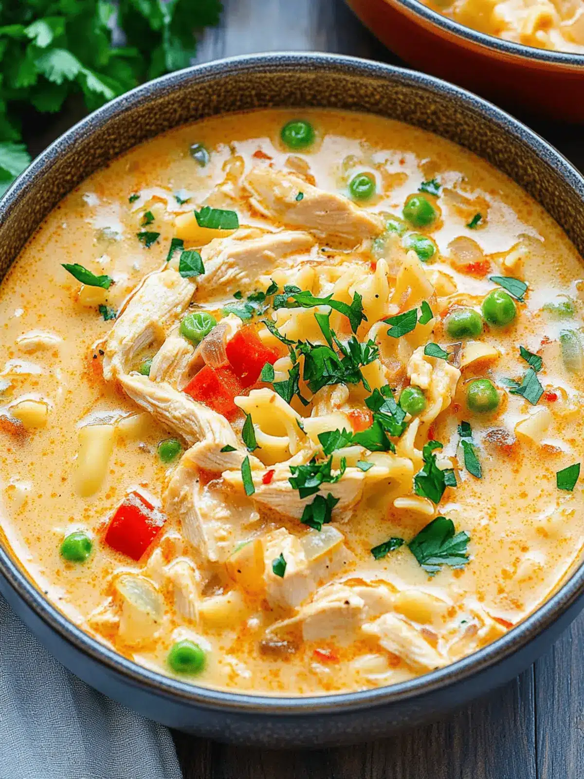 Creamy Parmesan Cajun Chicken Pasta Soup