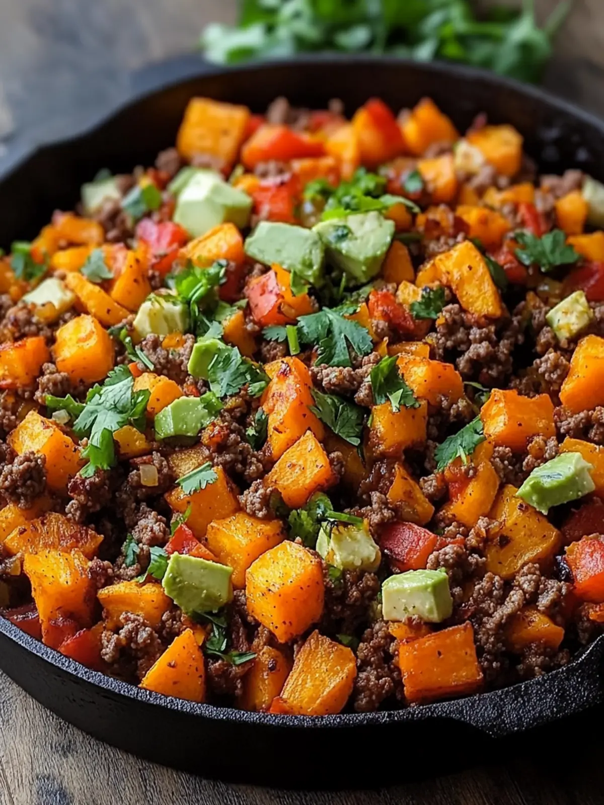 Tex-Mex Sweet Potato Hash with Ground Beef
