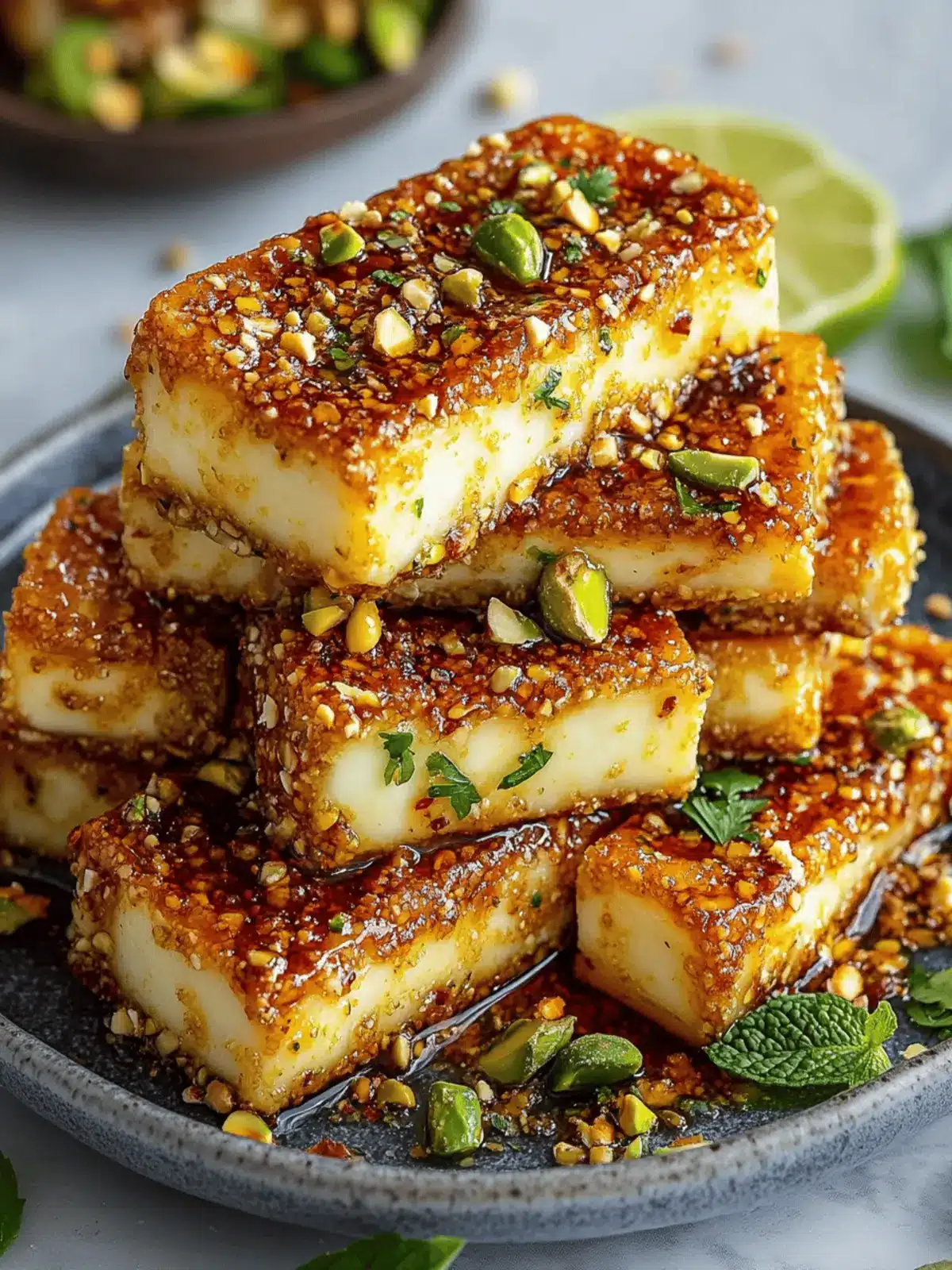 Swicy Pistachio Halloumi with Lime Glaze
