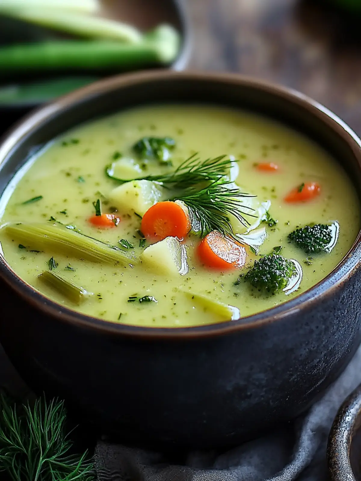Cream of Vegetable Soup with a Zesty Green Chili Twist