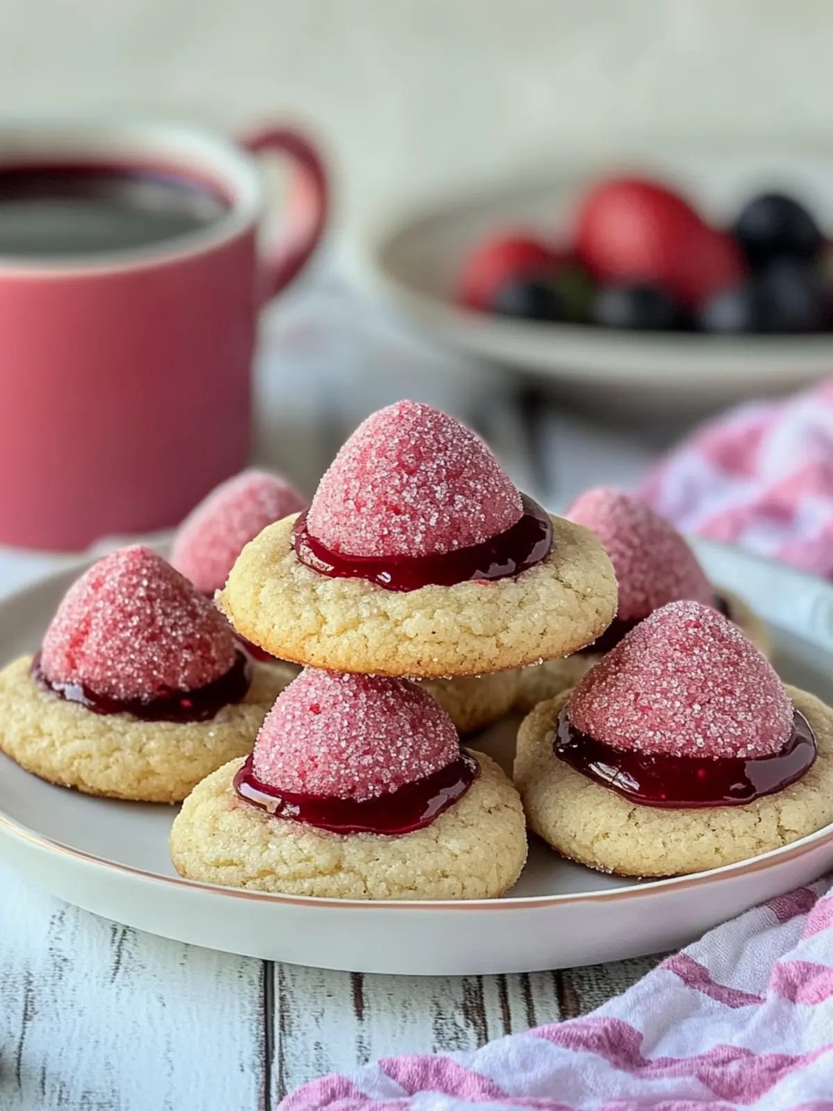 Easy Strawberry Kiss Cookies