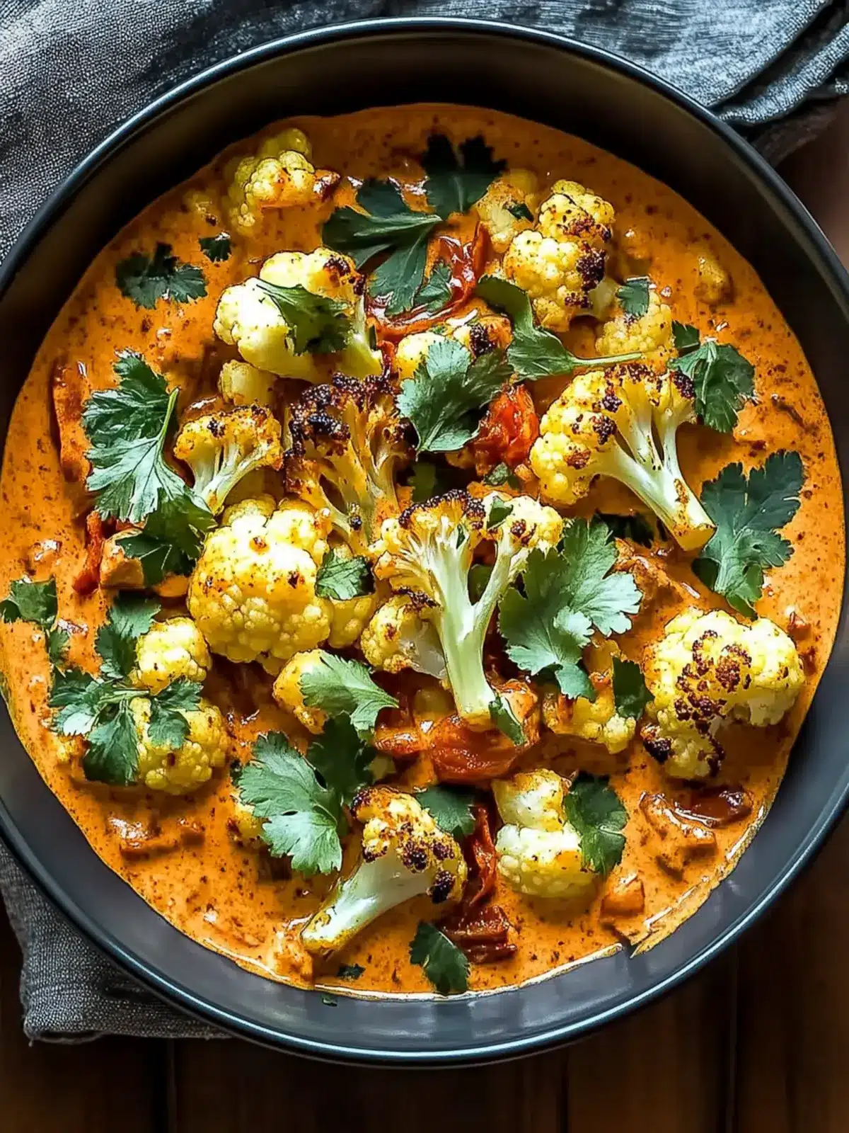 Spice-Roasted Cauliflower in Creamy Coconut Tomato