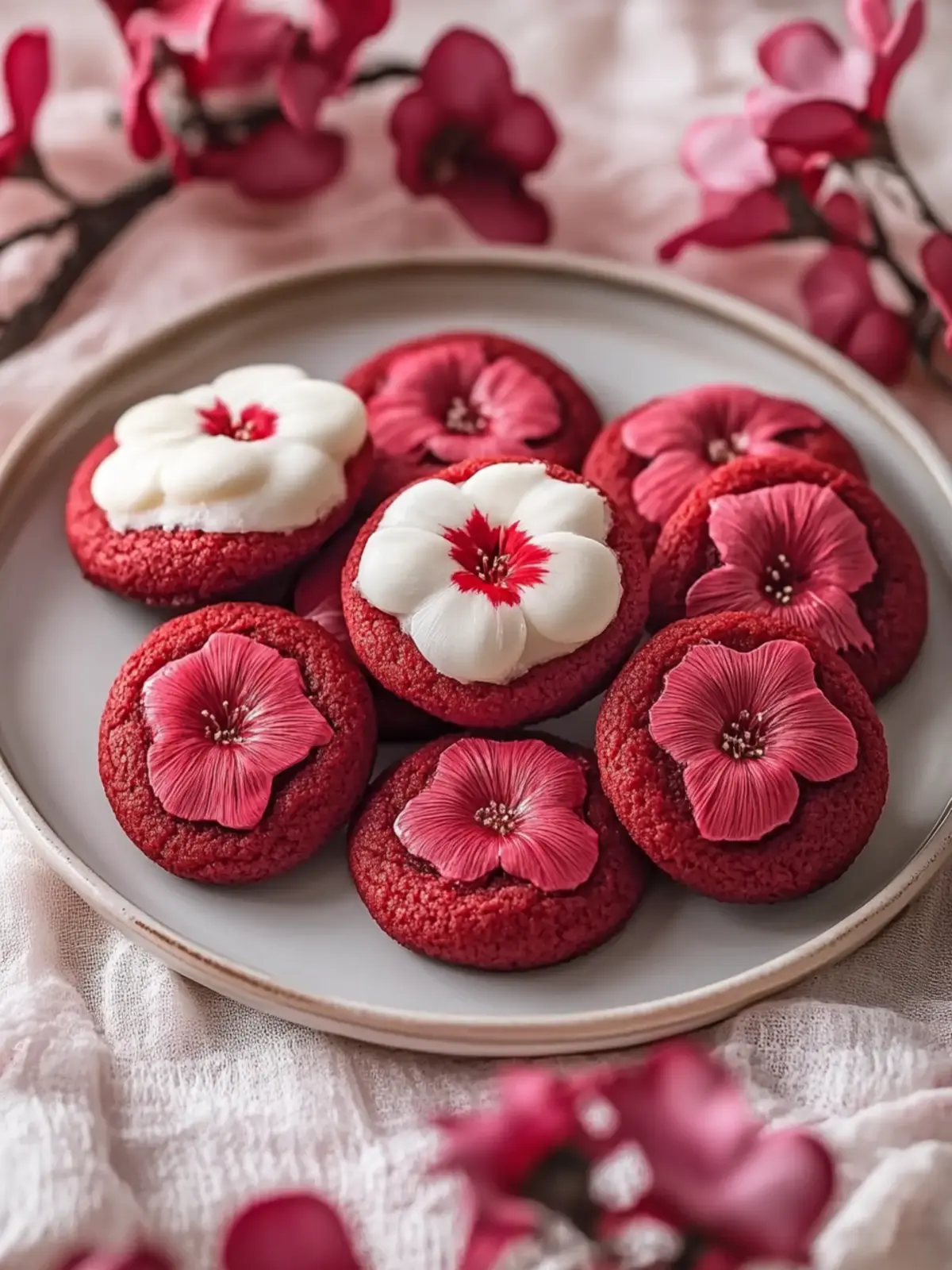 Red Velvet Blossom Cookies