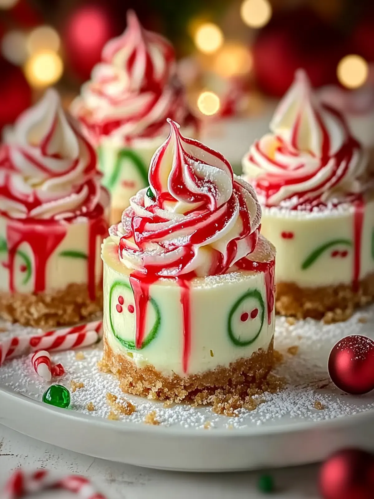 No-Bake Christmas Mini Cheesecakes