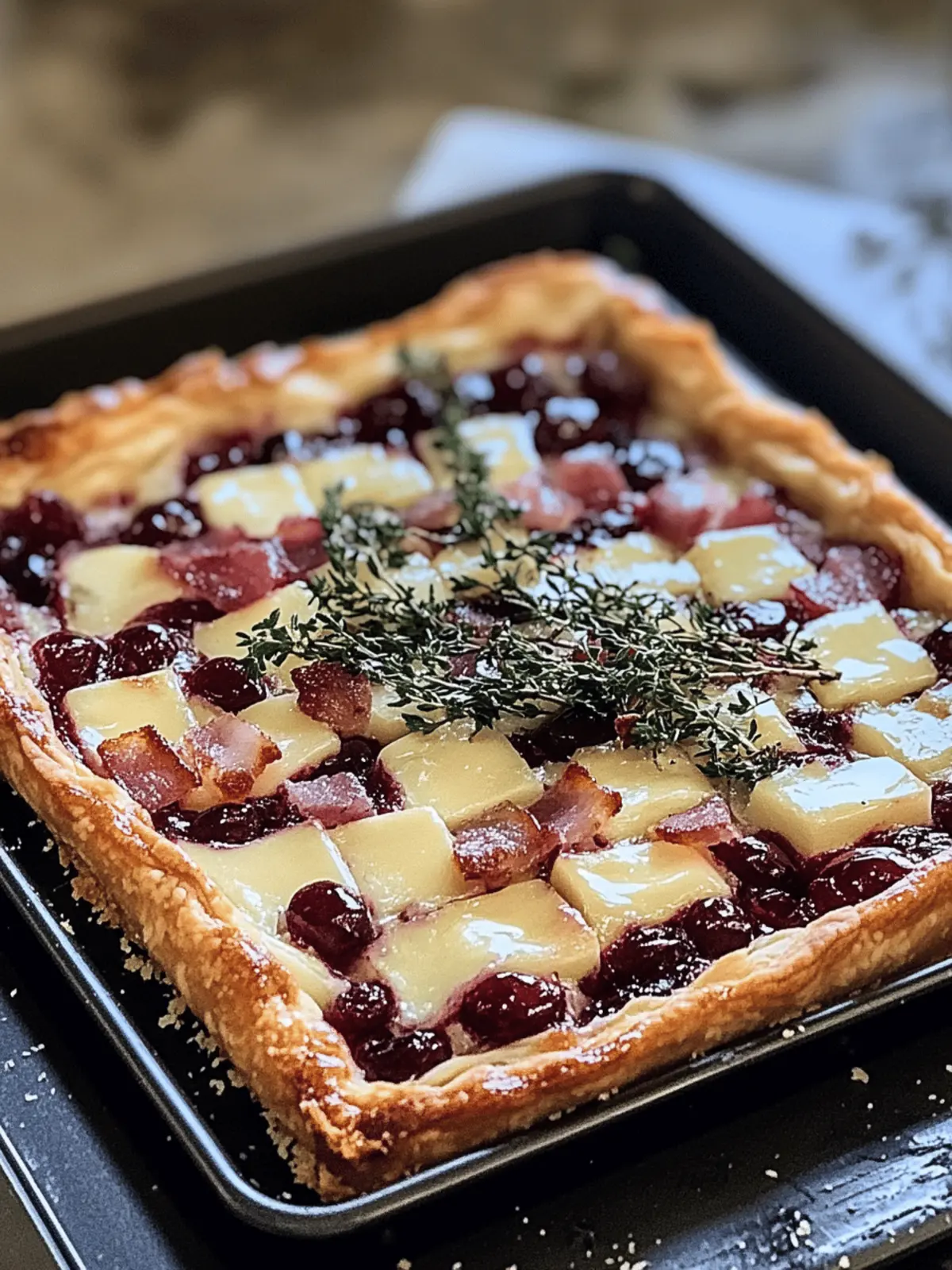 Cranberry Brie Tart with Pancetta & Thyme