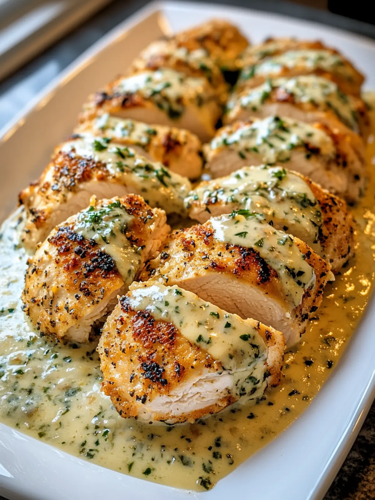 Baked Caesar Chicken with Creamy Parmesan Sauce