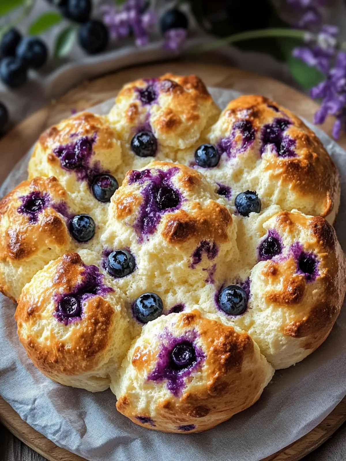 Fluffy Cottage Cheese Blueberry Cloud Bread