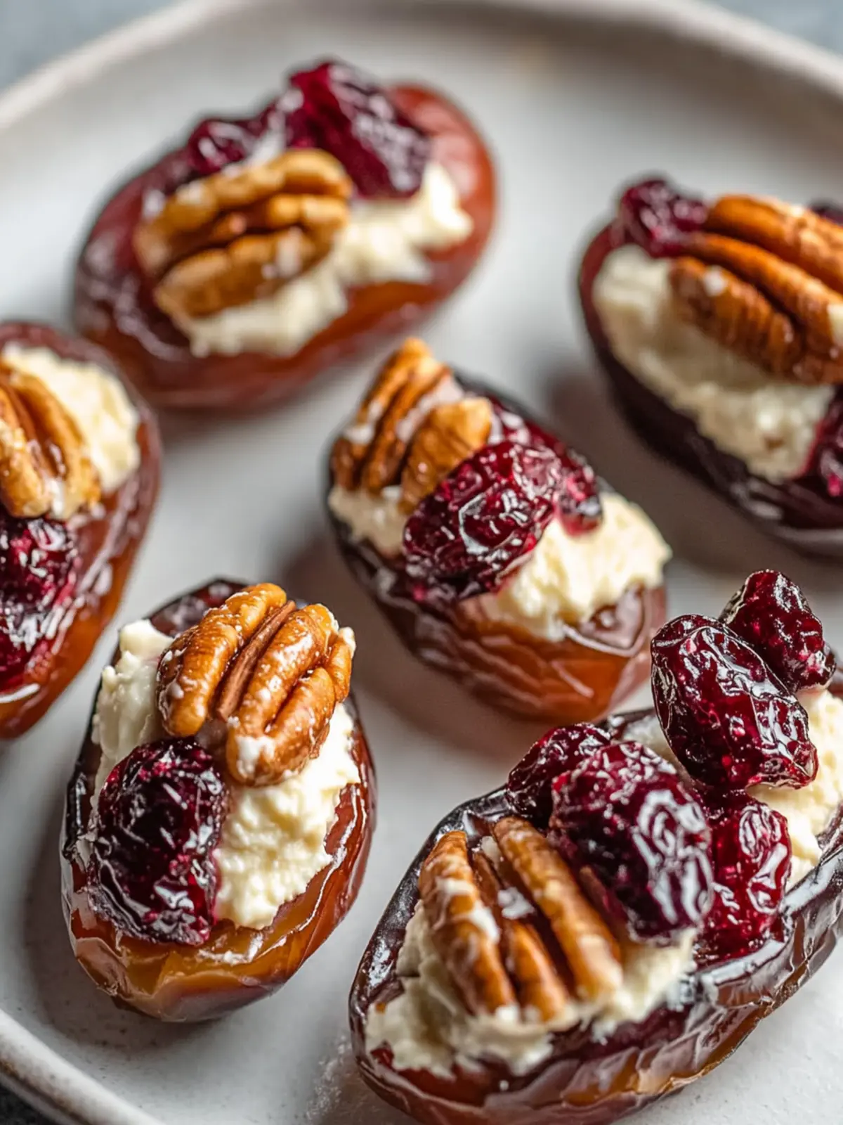 Cranberry Pecan Cream Cheese Stuffed Dates