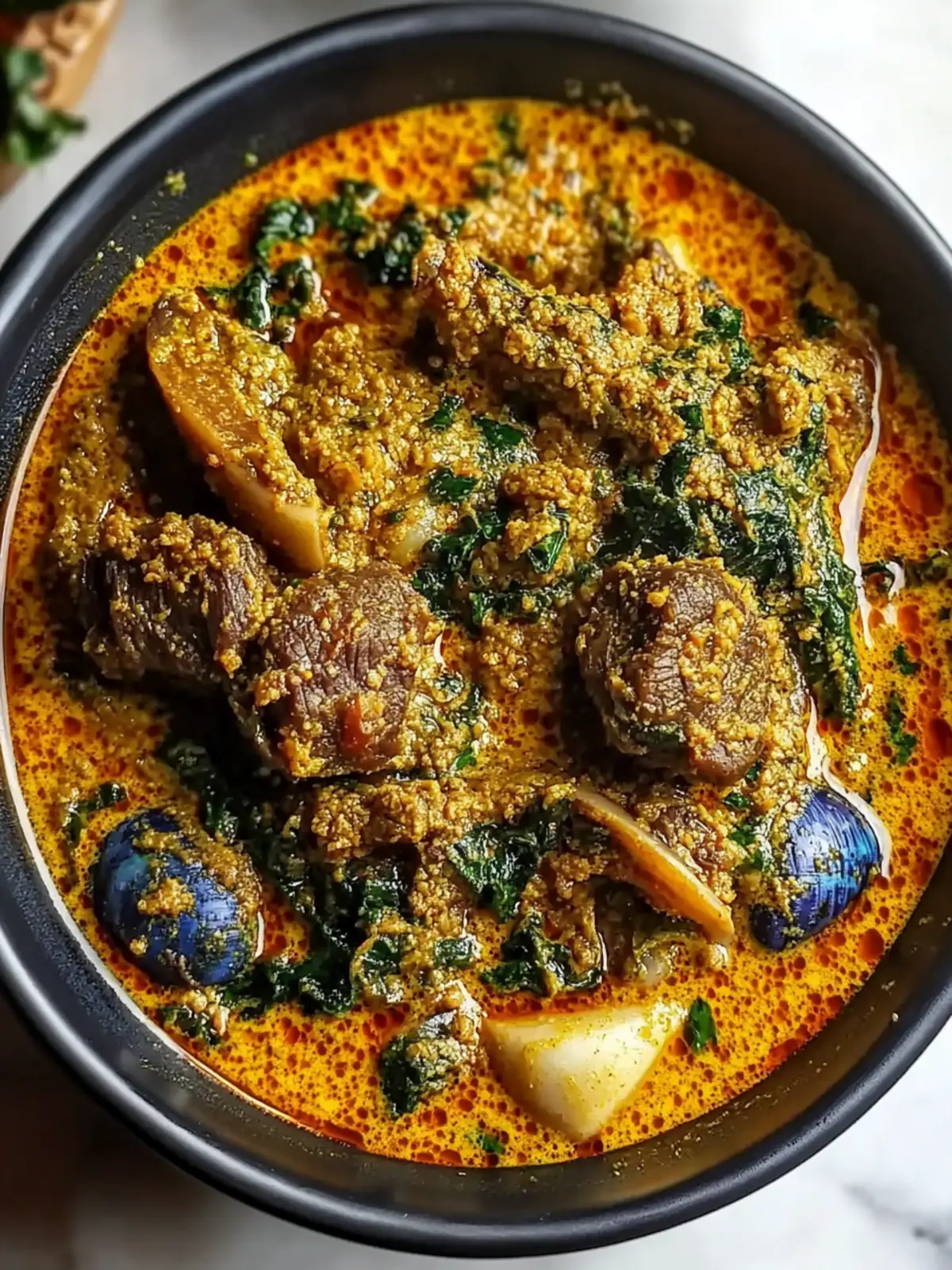 Hearty Nigerian Egusi with Beef and Periwinkles for Soulful Comfort 4 Hearty Nigerian Egusi with Beef and Periwinkles