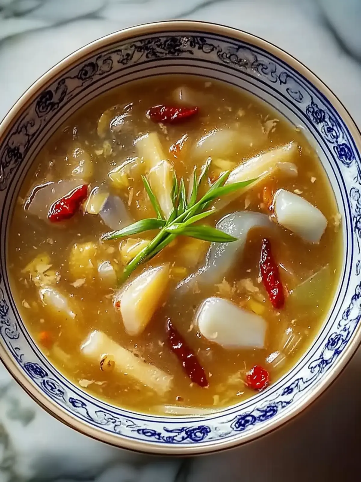Rich Fish Maw Soup with Bamboo Shoots and Goji