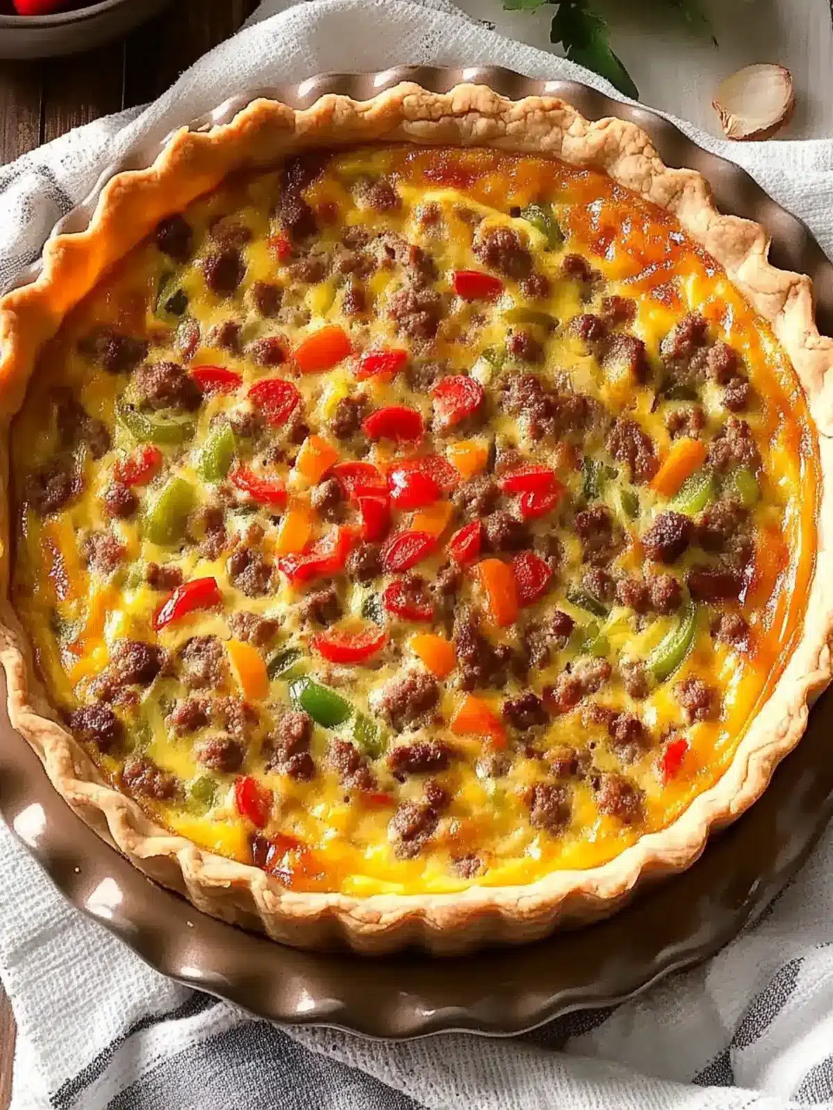 Savory Sausage, Pepper, and Onion Quiche