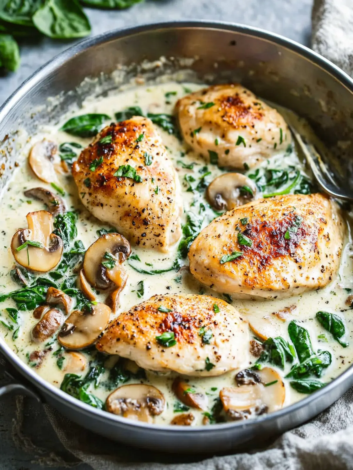 Creamy Spinach Mushroom Chicken