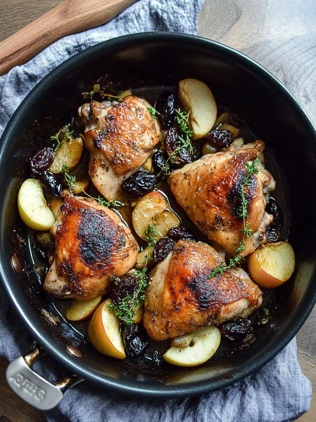 One Pan Chicken with Apples & Prunes