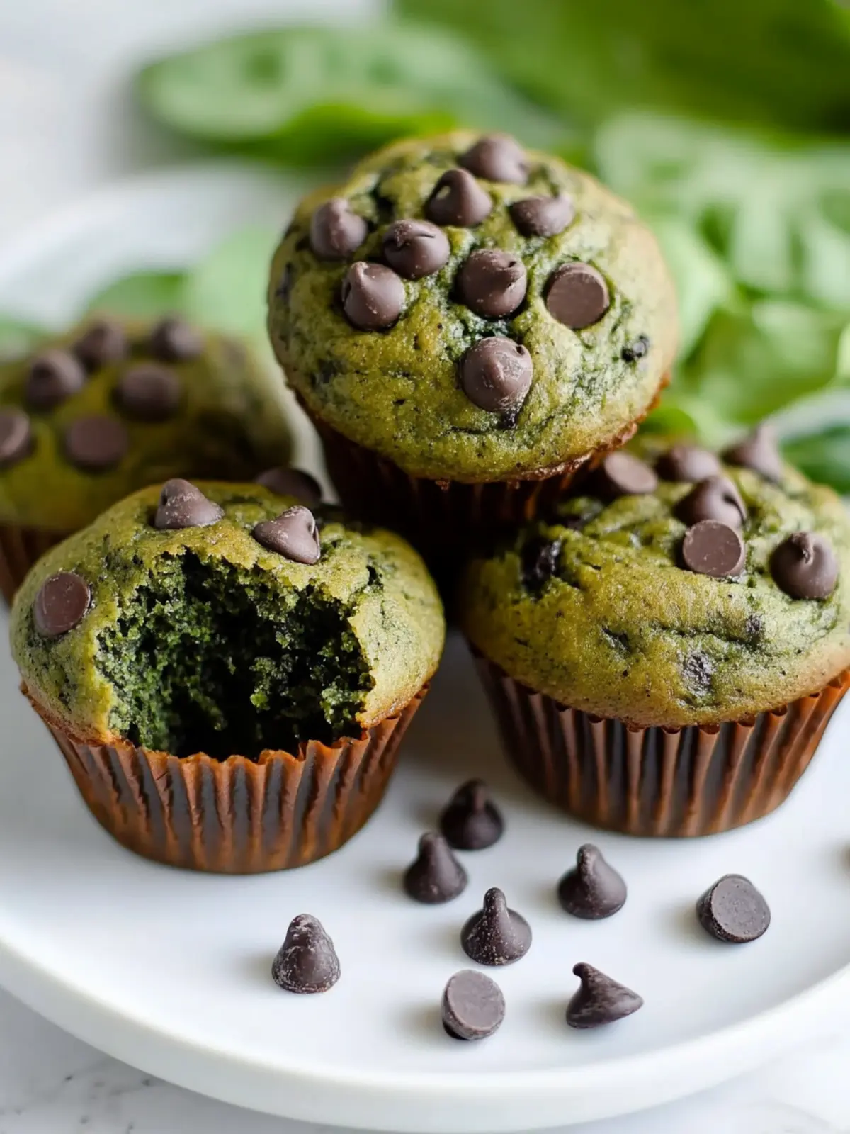 Spinach Chocolate Chip Protein Muffins