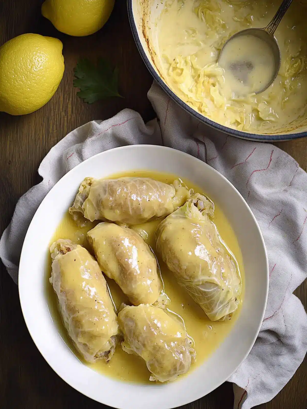 Stuffed Cabbage Rolls Recipe With Egg-Lemon Sauce
