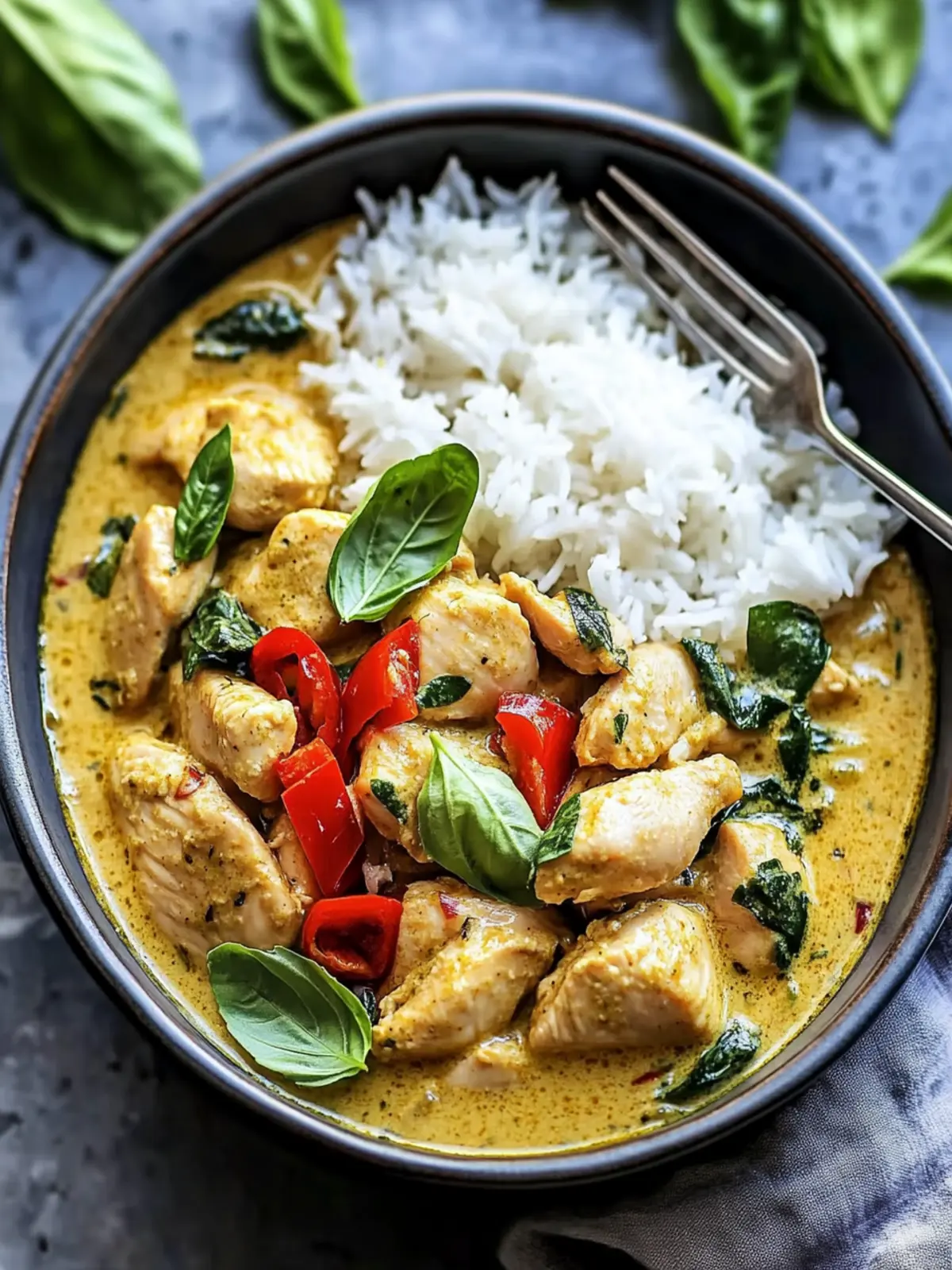 Basil Chicken with Coconut Curry Sauce