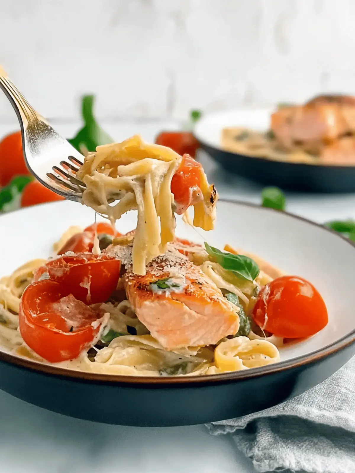 Healthy & Creamy Tuscan Salmon Pasta