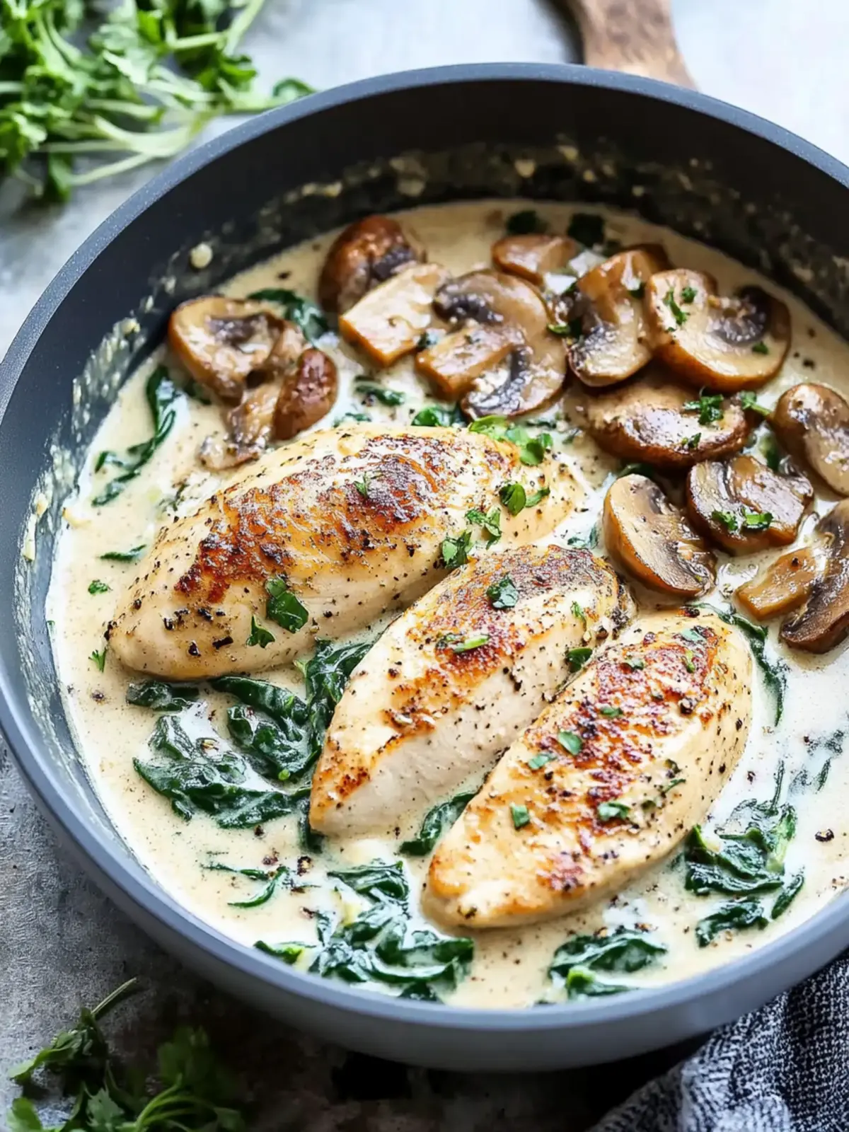Creamy Spinach Mushroom Chicken