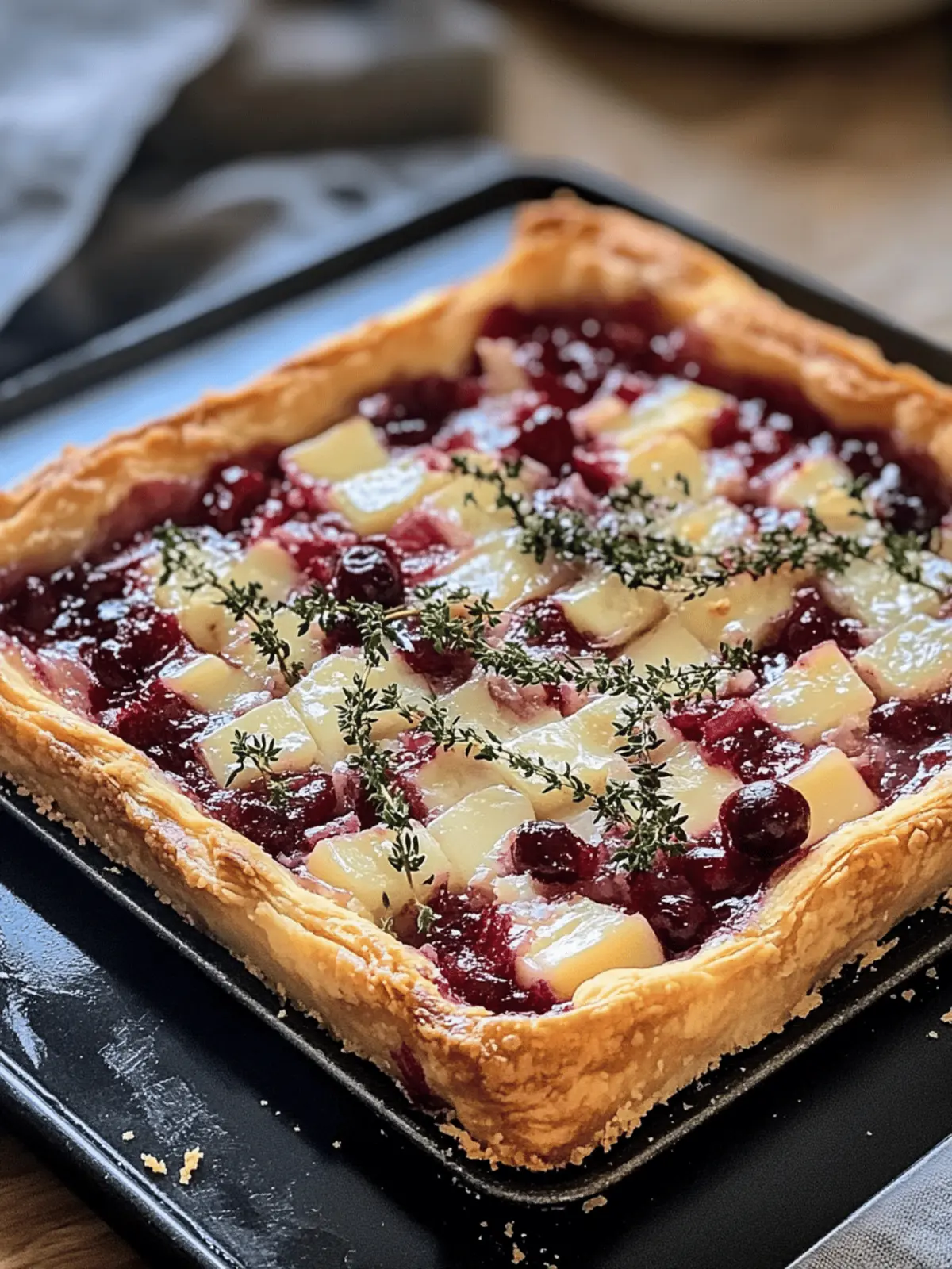 Cranberry Brie Tart with Pancetta & Thyme
