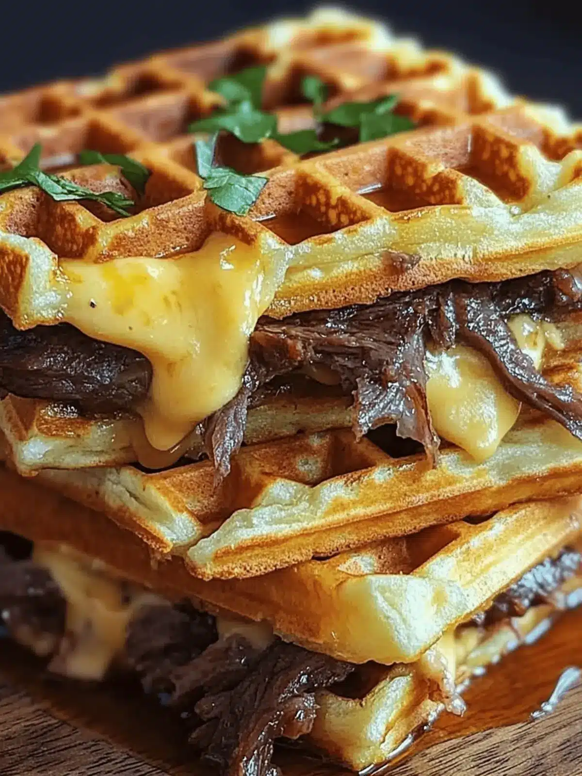 Bourbon-Maple Brisket Grilled Cheese Wafflewich