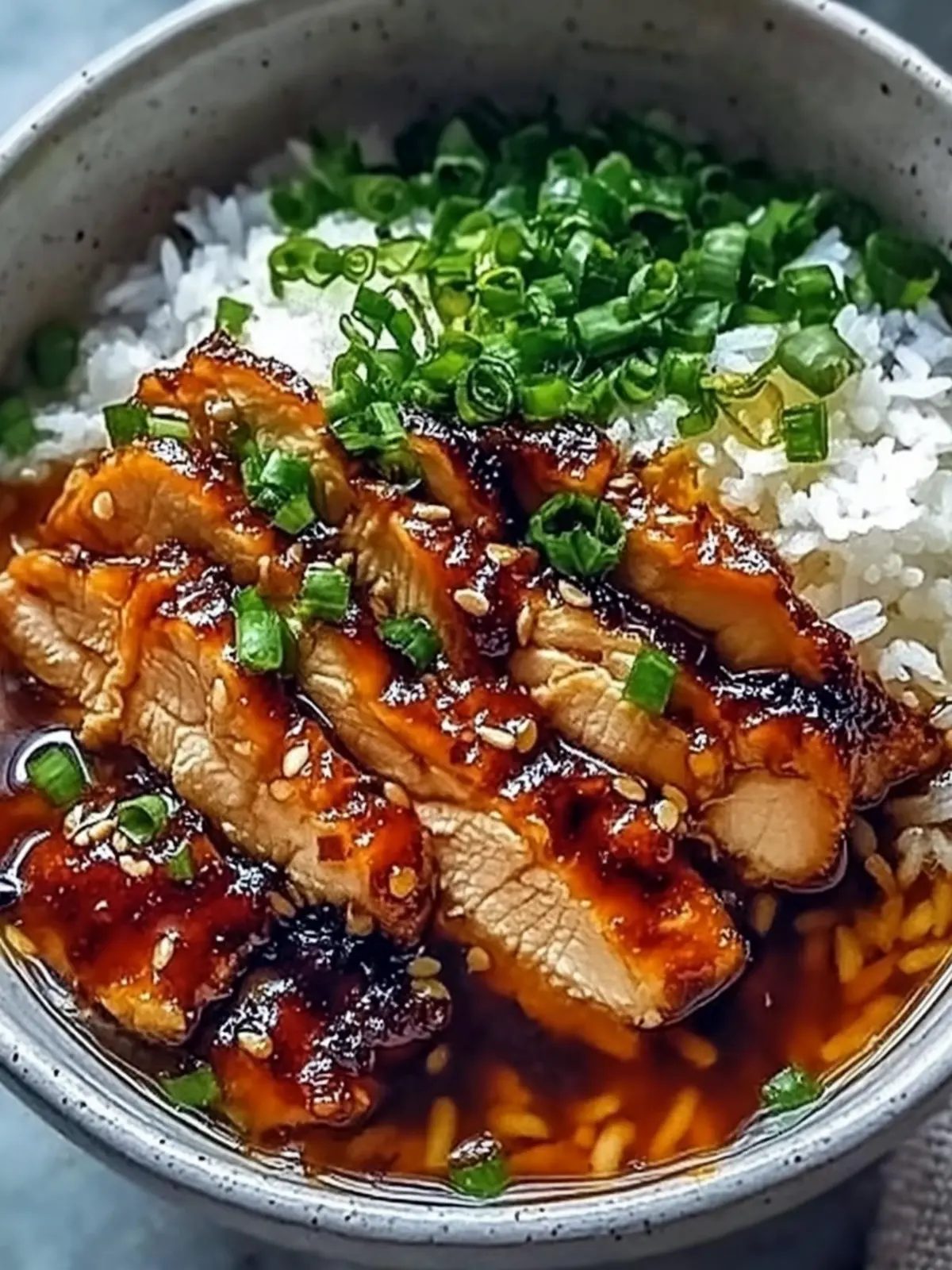 Caramelized Soy Chicken in Garlic Ginger Broth with Rice