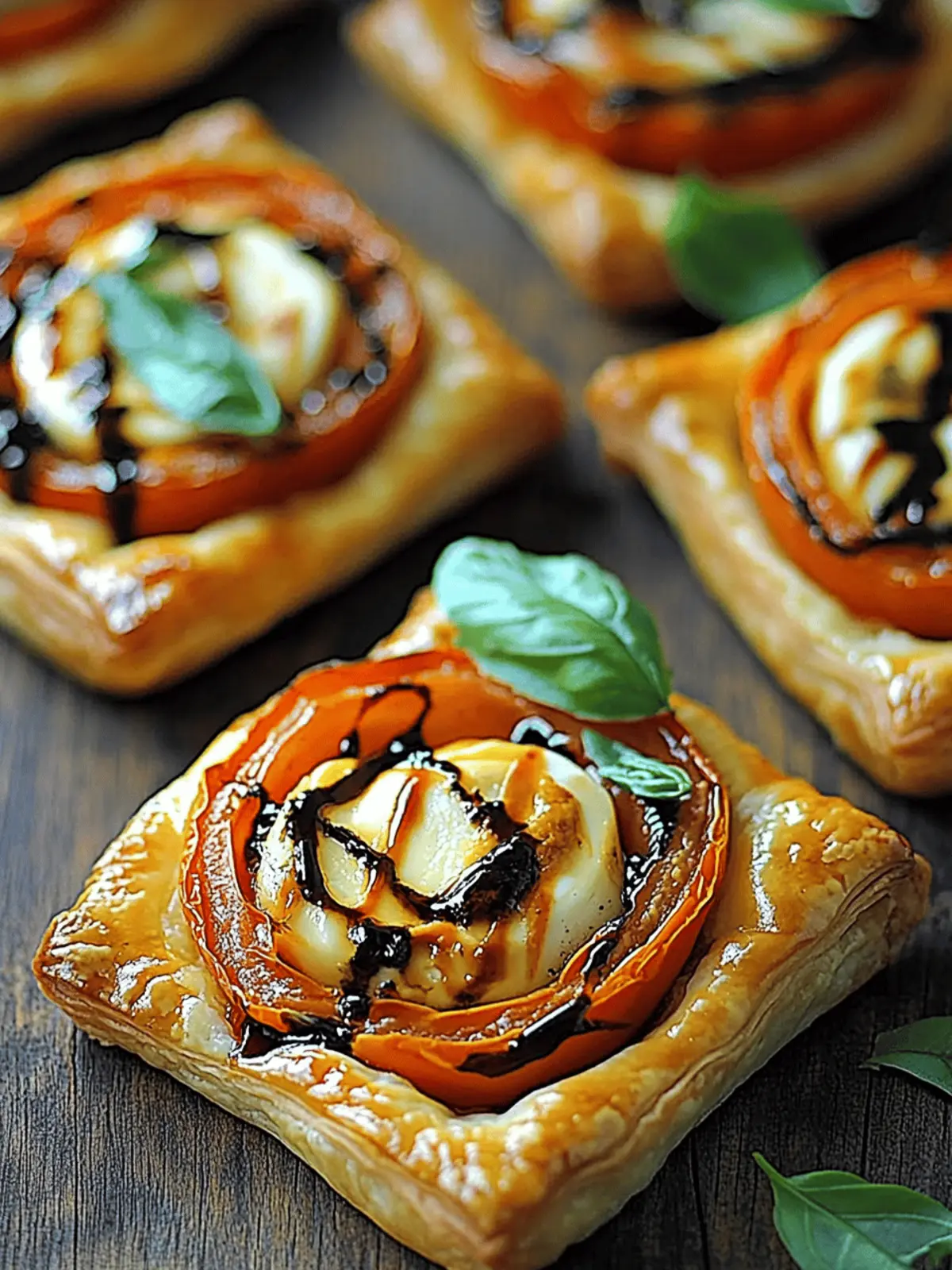 Tomato Mozzarella Puff Pastry Tarts
