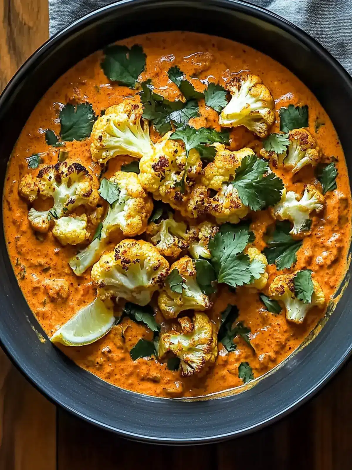 Spice-Roasted Cauliflower in Creamy Coconut Tomato